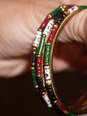 Meenakari Enamel Bangles Set of 3 – Indian Cloisonné Stacking Bracelets